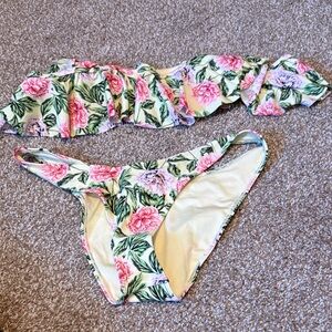 Forever 21 Floral Bikini - Pink and Green